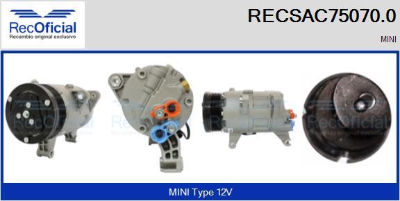 RECOFICIAL RECSAC75070.0 - Компресор, климатизация vvparts.bg