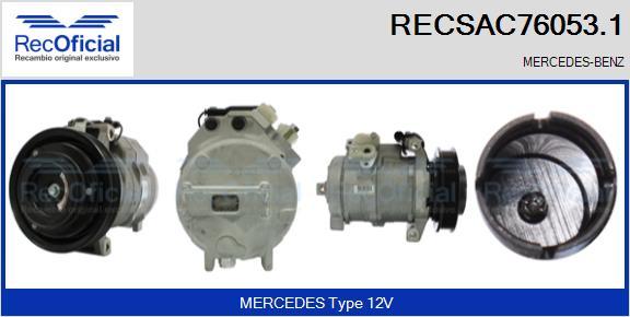 RECOFICIAL RECSAC76053.1 - Компресор, климатизация vvparts.bg