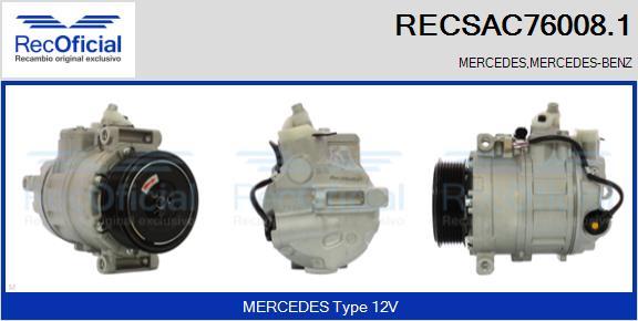 RECOFICIAL RECSAC76008.1 - Компресор, климатизация vvparts.bg