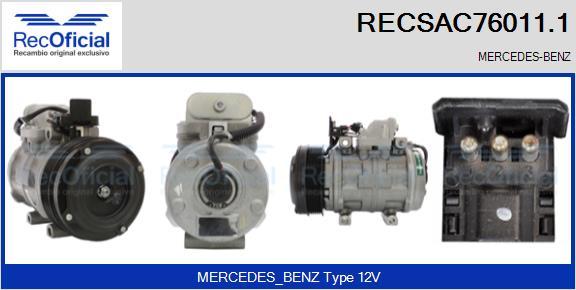 RECOFICIAL RECSAC76011.1 - Компресор, климатизация vvparts.bg