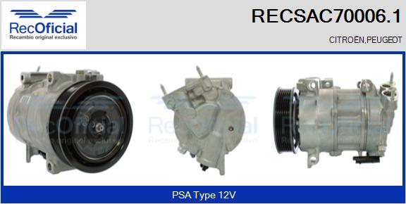 RECOFICIAL RECSAC70006.1 - Компресор, климатизация vvparts.bg