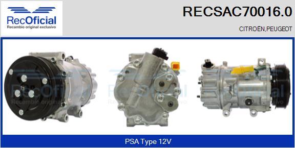 RECOFICIAL RECSAC70016.0 - Компресор, климатизация vvparts.bg