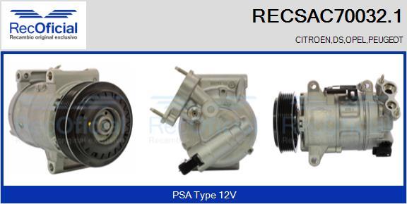 RECOFICIAL RECSAC70032.1 - Компресор, климатизация vvparts.bg