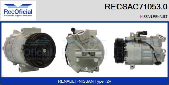 RECOFICIAL RECSAC71053.0 - Компресор, климатизация vvparts.bg