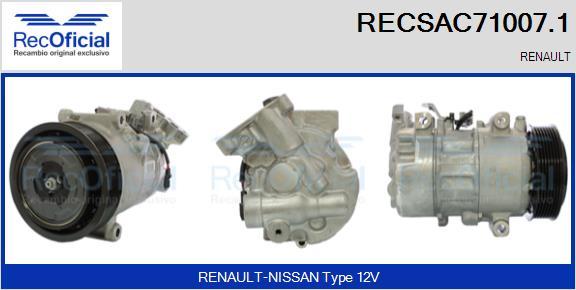 RECOFICIAL RECSAC71007.1 - Компресор, климатизация vvparts.bg