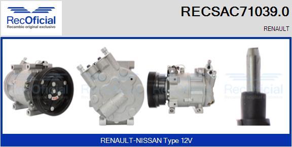 RECOFICIAL RECSAC71039.0 - Компресор, климатизация vvparts.bg