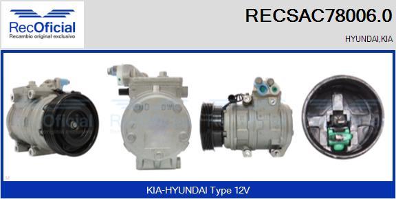 RECOFICIAL RECSAC78006.0 - Компресор, климатизация vvparts.bg