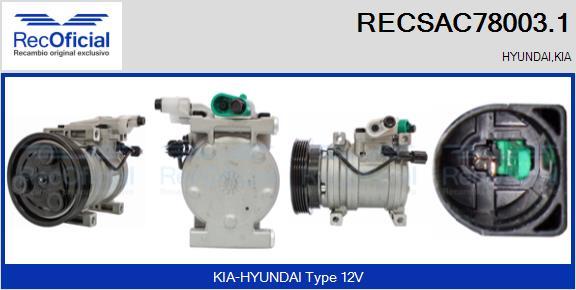 RECOFICIAL RECSAC78003.1 - Компресор, климатизация vvparts.bg