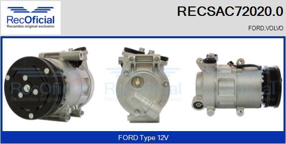 RECOFICIAL RECSAC72020.0 - Компресор, климатизация vvparts.bg