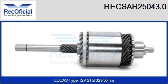 RECOFICIAL RECSAR25043.0 - Ротор, стартер vvparts.bg