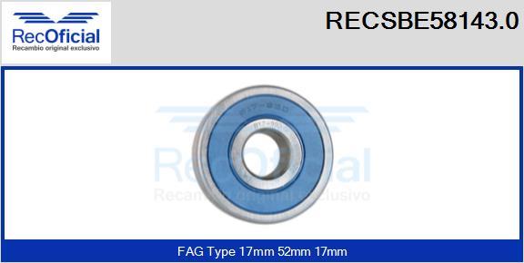 RECOFICIAL RECSBE58143.0 - Лагер vvparts.bg