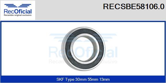 RECOFICIAL RECSBE58106.0 - Лагер vvparts.bg