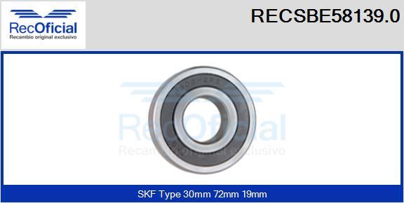 RECOFICIAL RECSBE58139.0 - Лагер vvparts.bg