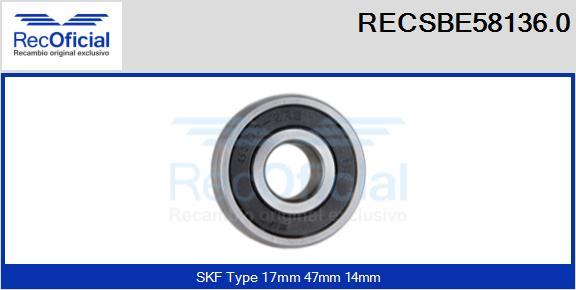 RECOFICIAL RECSBE58136.0 - Лагер vvparts.bg