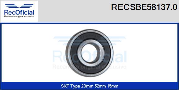 RECOFICIAL RECSBE58137.0 - Лагер vvparts.bg