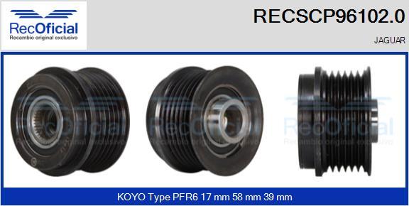 RECOFICIAL RECSCP96102.0 - Ремъчна шайба, генератор vvparts.bg