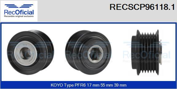 RECOFICIAL RECSCP96118.1 - Ремъчна шайба, генератор vvparts.bg