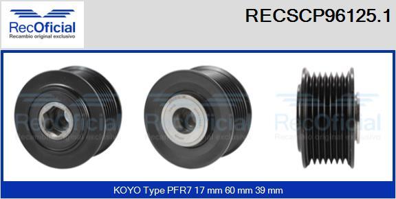 RECOFICIAL RECSCP96125.1 - Ремъчна шайба, генератор vvparts.bg