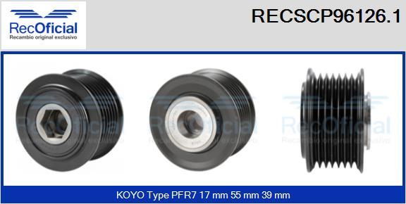 RECOFICIAL RECSCP96126.1 - Ремъчна шайба, генератор vvparts.bg