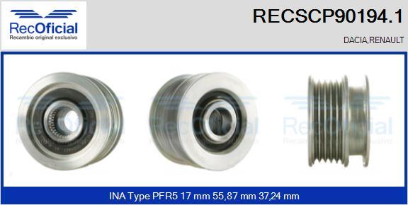 RECOFICIAL RECSCP90194.1 - Ремъчна шайба, генератор vvparts.bg