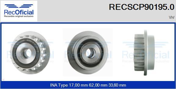 RECOFICIAL RECSCP90195.0 - Ремъчна шайба, генератор vvparts.bg