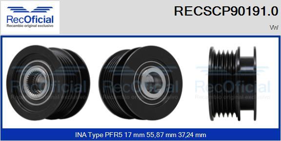 RECOFICIAL RECSCP90191.0 - Ремъчна шайба, генератор vvparts.bg