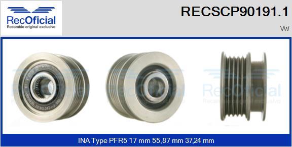 RECOFICIAL RECSCP90191.1 - Ремъчна шайба, генератор vvparts.bg