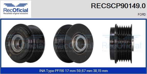 RECOFICIAL RECSCP90149.0 - Ремъчна шайба, генератор vvparts.bg