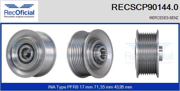 RECOFICIAL RECSCP90144.0 - Ремъчна шайба, генератор vvparts.bg