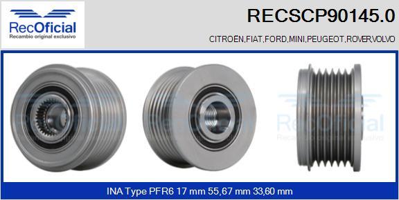 RECOFICIAL RECSCP90145.0 - Ремъчна шайба, генератор vvparts.bg