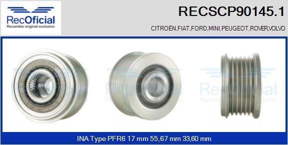 RECOFICIAL RECSCP90145.1 - Ремъчна шайба, генератор vvparts.bg