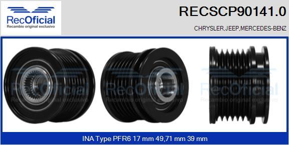 RECOFICIAL RECSCP90141.0 - Ремъчна шайба, генератор vvparts.bg