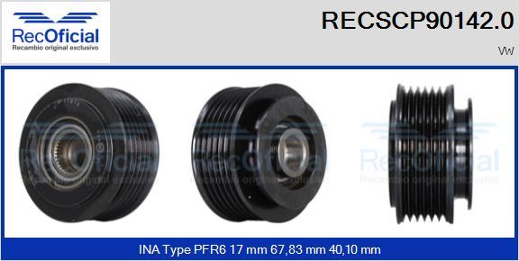 RECOFICIAL RECSCP90142.0 - Ремъчна шайба, генератор vvparts.bg