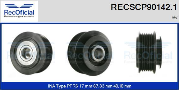 RECOFICIAL RECSCP90142.1 - Ремъчна шайба, генератор vvparts.bg