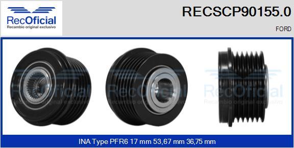 RECOFICIAL RECSCP90155.0 - Ремъчна шайба, генератор vvparts.bg