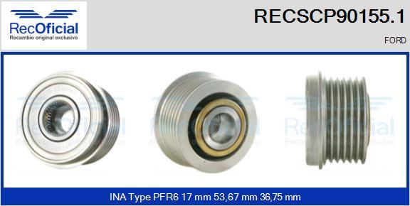 RECOFICIAL RECSCP90155.1 - Ремъчна шайба, генератор vvparts.bg