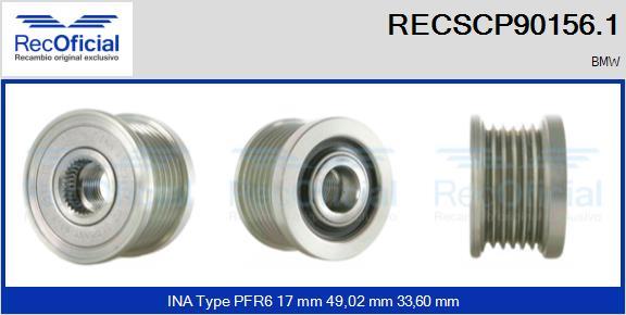 RECOFICIAL RECSCP90156.1 - Ремъчна шайба, генератор vvparts.bg