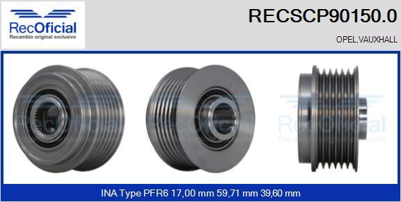 RECOFICIAL RECSCP90150.0 - Ремъчна шайба, генератор vvparts.bg