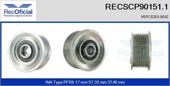 RECOFICIAL RECSCP90151.1 - Ремъчна шайба, генератор vvparts.bg