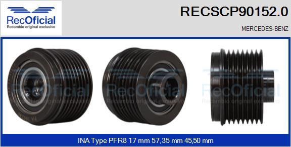 RECOFICIAL RECSCP90152.0 - Ремъчна шайба, генератор vvparts.bg