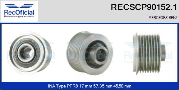 RECOFICIAL RECSCP90152.1 - Ремъчна шайба, генератор vvparts.bg