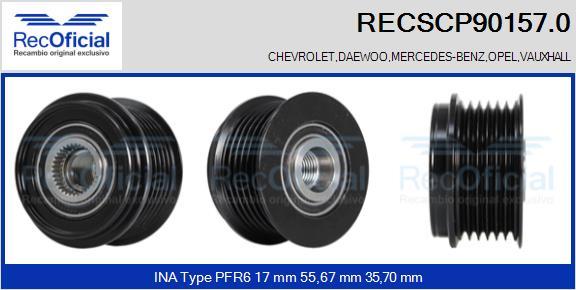 RECOFICIAL RECSCP90157.0 - Ремъчна шайба, генератор vvparts.bg