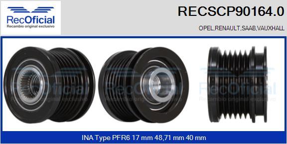 RECOFICIAL RECSCP90164.0 - Ремъчна шайба, генератор vvparts.bg