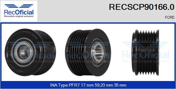 RECOFICIAL RECSCP90166.0 - Ремъчна шайба, генератор vvparts.bg