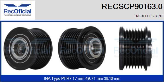 RECOFICIAL RECSCP90163.0 - Ремъчна шайба, генератор vvparts.bg