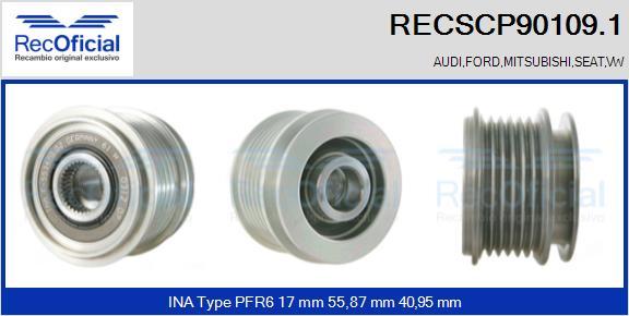 RECOFICIAL RECSCP90109.1 - Ремъчна шайба, генератор vvparts.bg