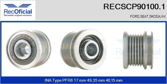 RECOFICIAL RECSCP90100.1 - Ремъчна шайба, генератор vvparts.bg