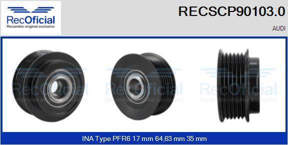 RECOFICIAL RECSCP90103.0 - Ремъчна шайба, генератор vvparts.bg