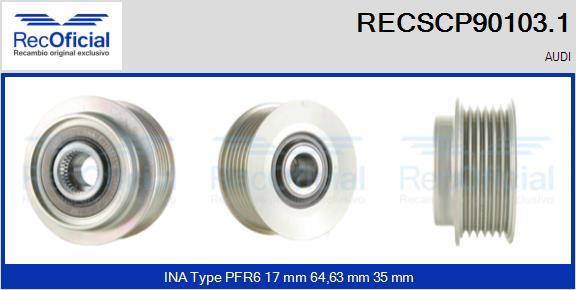 RECOFICIAL RECSCP90103.1 - Ремъчна шайба, генератор vvparts.bg