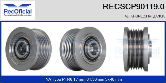 RECOFICIAL RECSCP90119.0 - Ремъчна шайба, генератор vvparts.bg